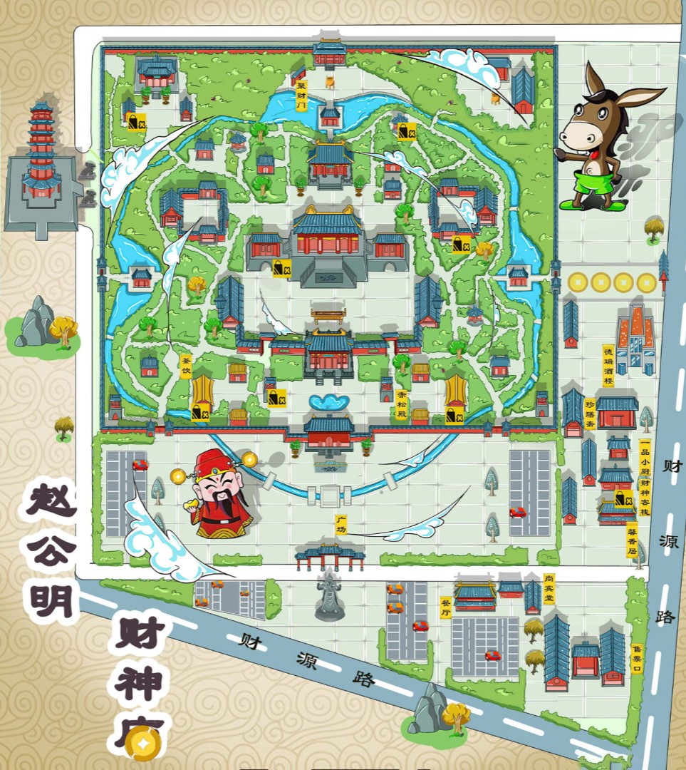 海兴寺庙类手绘地图